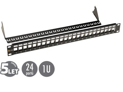 19'' modulární neosazený patch panel Solarix 24 portů černý 1U SX24M-0-STP-BK-UNI 24200243