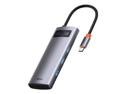 Baseus USB Hub Metal Gleam Series 5v1 (USB-C PD 100W, 3x USB 3.0, HDMI) šedý 6932172602628 NoName
