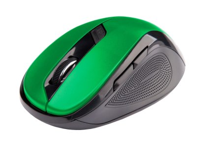 C-TECH myš WLM-02, černo-zelená, bezdrátová, 1600DPI, 6 tlačítek, USB nano receiver WLM-02G C-Tech
