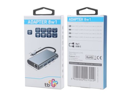 TB Touch USB C 8v1 - HDMI 2x, USB, VGA, RJ45, PD AKTBXVA8W1UHVRJ