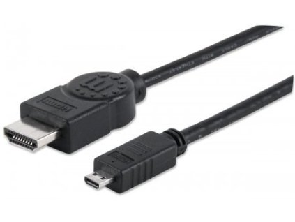 MANHATTAN HDMI kábel s Ethernetom, HDMI samec na mikro samec, HEC, ARC, 3D, 4K, tienený, 2 m, čierny 324427 Manhattan