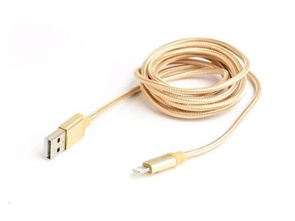 Kabel CABLEXPERT USB 2.0 Lightning (IP5 a vyšší) nabíjecí a synchronizační kabel, opletený, 1,8m, zlatý, blister KAB05133H Gembird