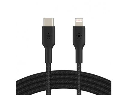 Belkin USB-C kabel s lightning konektorem, 2m, černý - odolný CAA004bt2MBK
