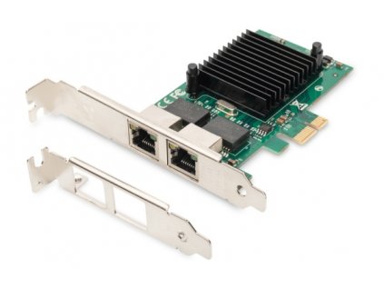 Digitus Karta Gigabit Ethernet PCI Express, dvouportová 32bitový držák s nízkým profilem, čipová sada Intel DN-10132