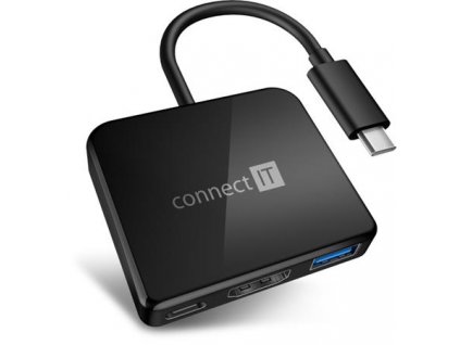 CONNECT IT USB-C hub, 3v1 (USB-C,USB-A,HDMI), externí, ČERNÝ CHU-7050-BK Connect IT