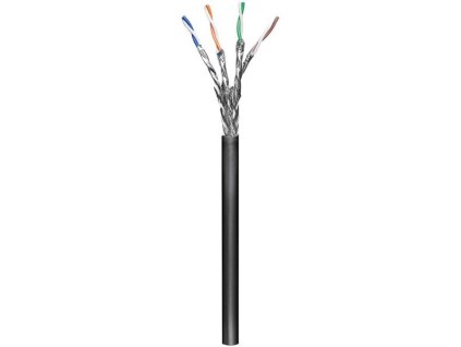 CNS kabel S/FTP, CAT6A, AWG23, 500Mhz, 1000Base-T, čierny, medený, vonkajší, UV odolný, 100m W.77624 KELine