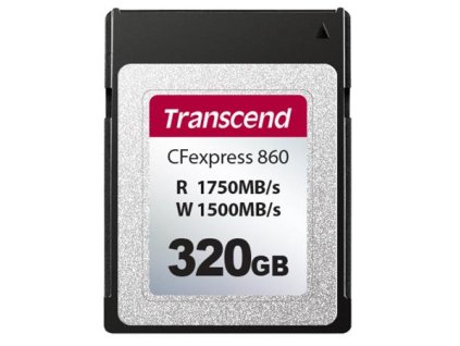 Transcend 320GB CFexpress 860 NVMe PCIe Gen3 x2 (Type B) paměťová karta, 1750MB/s R, 1500MB/s W TS320GCFE860