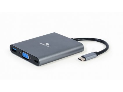 Kabel CABLEXPERT USB-C 6-in-1 multi-port adapter (Hub3.1 + HDMI + VGA + PD + čtečka karet + stereo audio) KAB051R34 Omega