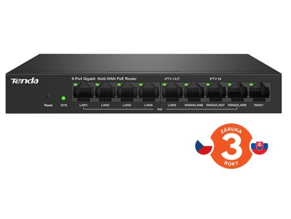 Tenda G0-8G-PoE Gigabit PoE Router MultiWAN, 3x GWAN/GLAN, 1x GWAN, 5x GLAN, 8x PoE 802.3af/at, VPN