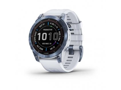 Garmin fenix 7 PRO Sapphire Solar,Titan Blue/ White Silicone Band 010-02540-25