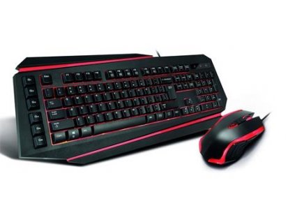 Crono CM637 - set herní klávesnice a myši, CZ / SK, USB, černá / červená