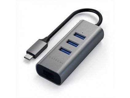 Satechi USB-C 3 USB 3.0 Port Hub & Ethernet Port - Space Gray Aluminium ST-TC2N1USB31AM