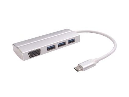 PremiumCord Adaptér USB 3.1 Type-C male na VGA female + 3x USB 3.0, aluminum ku31vga05