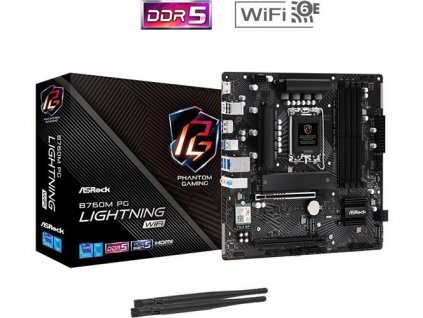 ASRock MB Sc LGA1700 B760M PG LIGHTNING WIFI, Intel B760, 4xDDR5, 1xDP, 1xHDMI, WiFi, mATX