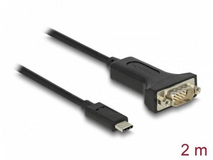 Delock Adaptér z rozhraní USB Type-C™ na 1 x 9 pinový zástrčkový konektor sériového rozhraní RS-232 D-Sub s maticemi 2 m 64196 DeLock