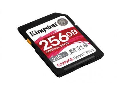 256 GB .SDXC karta Kingston . Canvas React Plus Class UHS-II U3 V60 ( r280MB/s, w150MB/s ) SDR2V6-256GB