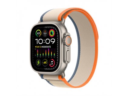 Apple Watch Ultra 2 GPS + Cellular, 49mm Titanium Case with Orange/Beige Trail Loop - M/L MRF23CS-A
