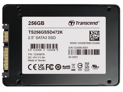 TRANSCEND SSD472K 128GB Industrial (3K P/E) SSD disk 2.5" SATA3, 3D TLC, BiCS5, 560MB/s R, 520 MB/s W, černý TS128GSSD472K Transcend