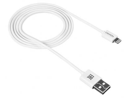 Canyon CFI-1, 1m kábel Lightning/USB, bez Apple certifikácie MFi, biely CNE-CFI1W