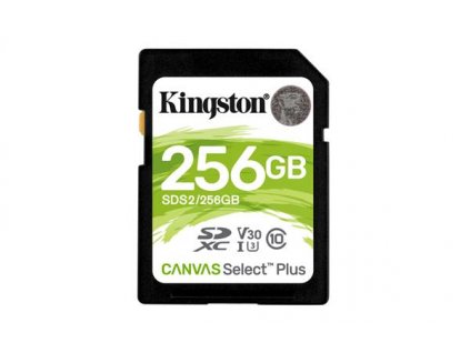 256 GB .SDXC karta Kingston Canvas Select Plus SD Class 10 UHS-I (r100MB/s, w100MB/s) SDS2-256GB