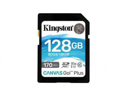 128 GB .SDXC karta Kingston Canvas Go Plus ( r170MB/s, w90MB/s ) SDG3-128GB