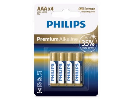 Philips baterie 4x AAA (1,5V), řada Premium Alkaline LR03M4B-10
