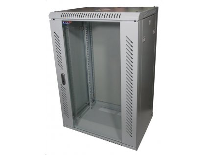 LEXI-Net 19" nástěnný rozvaděč 18U 600x450, nosnost 60 kg, skleněné dveře, rozložený, šedý LN18U-60-45 Lexi-NET