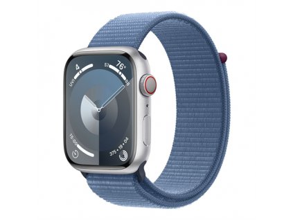 Apple Watch Series 9 GPS + Cellular 45mm Silver Aluminium Case with Winter Blue Sport Loop MRMJ3QC-A