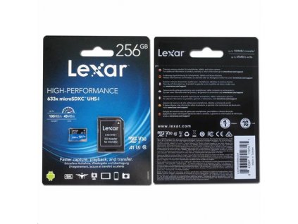 256GB Lexar® High-Performance 633x microSDXC™ UHS-I, up to 100MB/s read 45MB/s write C10 A1 V30 U3, Global LSDMI256BB633A