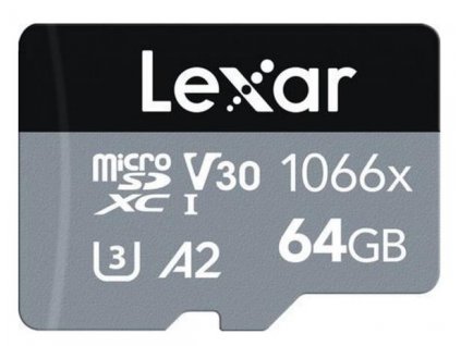 64GB Lexar® High-Performance 1066x microSDXC™ UHS-I, up to 160MB/s read 70MB/s write C10 A2 V30 U3 LMS1066064G-BNANG