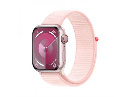 Apple Watch Series 9 GPS + Cellular 41mm Pink Aluminium Case with Light Pink Sport Loop MRJ13QC-A
