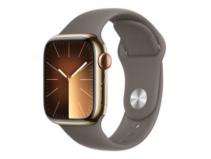 Apple Watch Series 9 GPS + Cellular 45mm Gold Stainless Steel Case with Clay Sport Band - M/L MRMT3QC-A