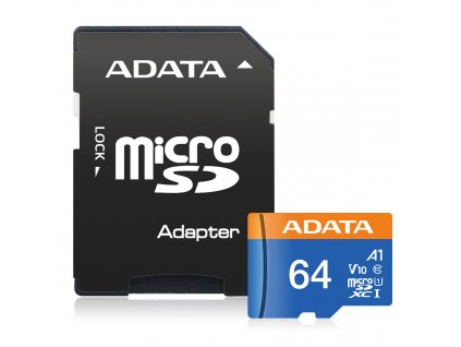 ADATA MicroSDXC 64GB UHS-I 100/25MB/s + adapter AUSDX64GUICL10A1-RA1