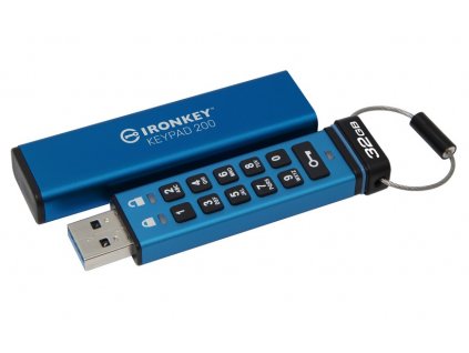 Kingston IronKey Keypad 200/32GB/USB 3.2/USB-A/Modrá IKKP200-32GB