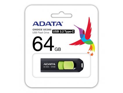 ADATA UC300/64GB/USB 3.2/USB-C/Černá ACHO-UC300-64G-RBK-GN