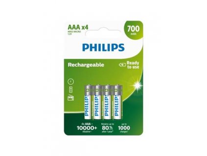 Philips dobíjecí baterie AAA 700mAh, NiMH - 4ks R03B4A70-10