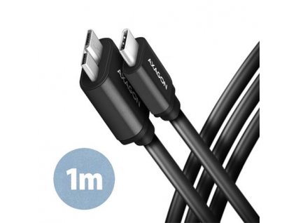 AXAGON BUMM3-CM10AB, SPEED kabel Micro-B USB <-> USB-C, 1m, USB 3.2 GEN 1, 3A, ALU, tpe, černý Axagon