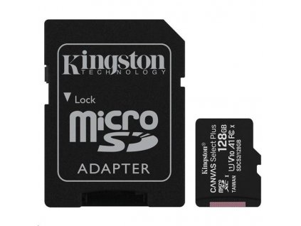 Kingston Canvas Select Plus A1/micro SDXC/128GB/100MBps/UHS-I U1 / Class 10/+ Adaptér SDCS2-128GB