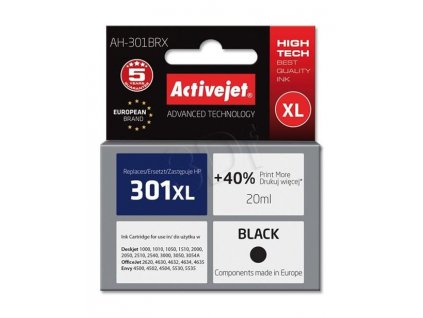 Atrament ActiveJet pre HP AH-301BRX (AH-563) Black (HP 301XL CH563EE) 20ml AH-301BRX-AH-563