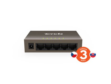 Tenda TEF1005D - 5x 10/100Mbps Switch, Fanless-bez ventilátorů, ochrana proti přepětí, Auto MDI/MDIX