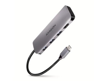 AXAGON HMC-HCR3A, USB 3.2 Gen 1 hub, 3x USB-A porty, HDMI 4k/30Hz, SD/microSD, USB-C kábel 20cm Axagon