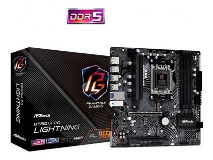 ASRock MB Sc AM5 B650M PG LIGHTNING, AMD B650, 4xDDR5, 1xDP, 1xHDMI, mATX