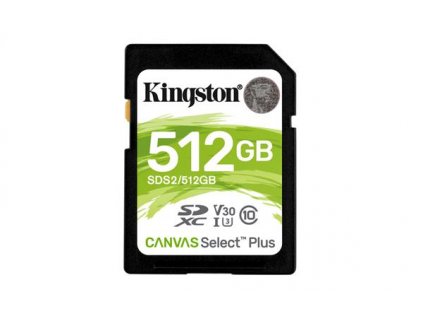 512 GB .SDXC karta Kingston Canvas Select Plus SD Class 10 UHS-I (r100MB/s, w100MB/s) SDS2-512GB