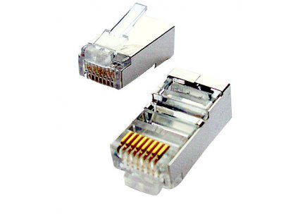 Tienený konektor STP RJ45-8p8c,50µ" Au, lanko, Cat5, (100ks) KON8-8-50D-LRS CNS Network
