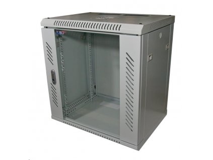 LEXI-Net 19" nástěnný rozvaděč 12U 600x450, nosnost 60 kg, skleněné dveře, rozložený, šedý LN12U-60-45 Lexi-NET