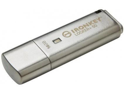 Kingston IronKey Locker+ 50/16GB/145MBps/USB 3.1/USB-A/Stříbrná IKLP50-16GB