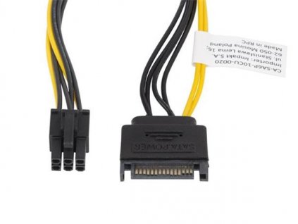 LANBERG SATA (M) na PCI EXPRESS (M) 6 PIN kabel 20cm CA-SA6P-10CU-0020 Lanberg