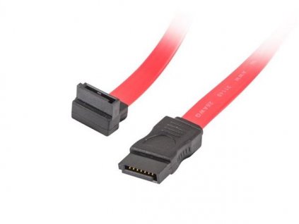 LANBERG SATA III datový kabel (6GB/S) F / F 50cm, úhlový, červený CA-SASA-12CU-0050-R Lanberg