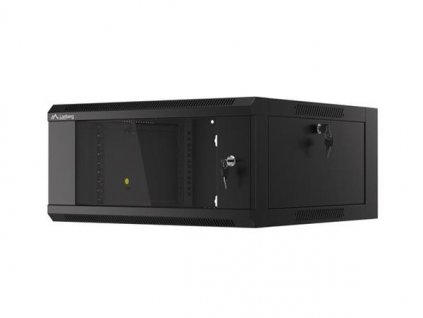 LANBERG Nástěnná jednodílná skříň 19", 4U 570x600 snadná a rychlá montáž (v rozloženém stavu) černá (RAL9004) WFFA-5604-10B Lanberg