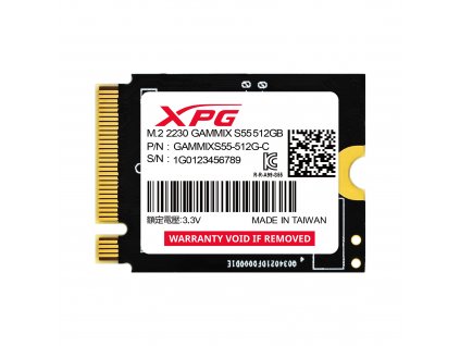 ADATA XPG GAMMIX S55/512GB/SSD/M.2 NVMe/Černá/5R SGAMMIXS55-512G-C
